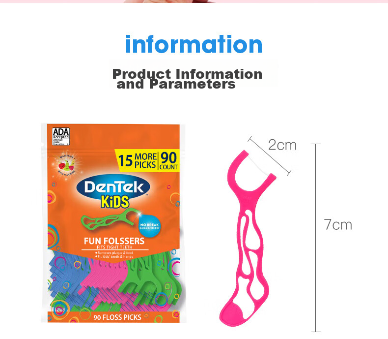 Detaike Children's Dental Floss Picks, 90 Count, Baby-Specific for Ages 3-6 Ultra-Thin Floss Picks with Fluoride, Fruit Flavor 8