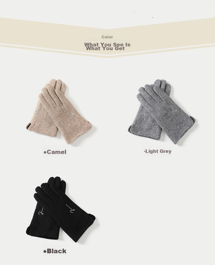JIUMU Wool Thermal Gloves for Women, Winter Thickened Fleece-Lined Windproof Cold-Resistant Touchscreen Compatible Gloves 6