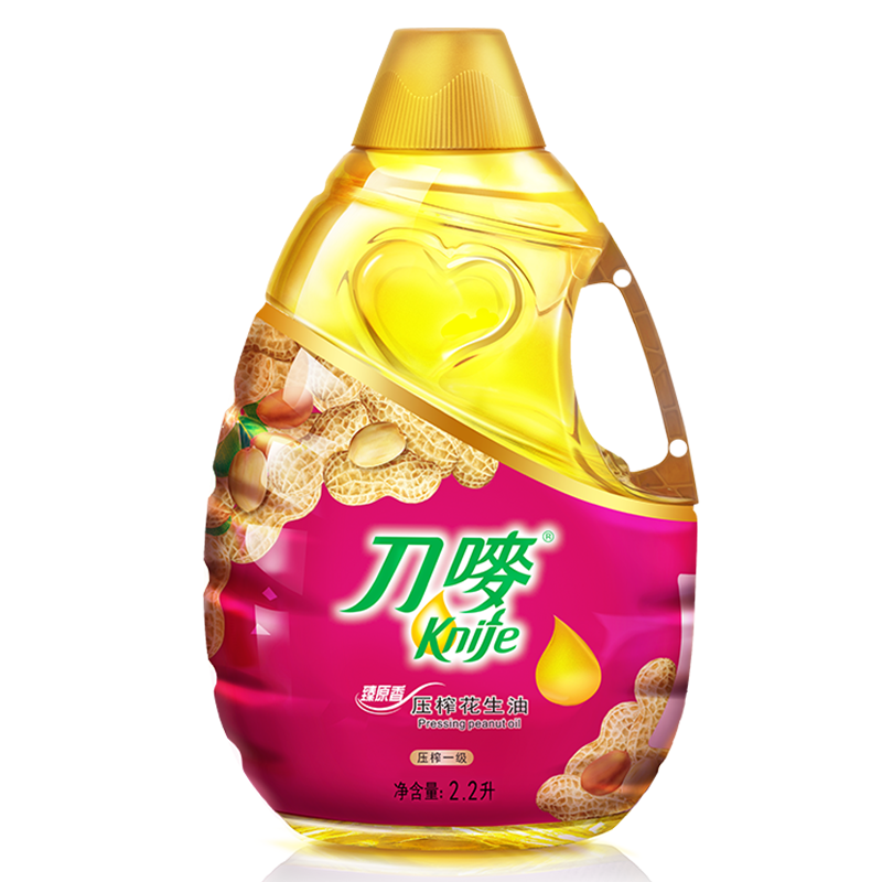 刀唛（Knife）食用油【保真花生油】2.2L 臻原香 物理压榨 一级精炼 团购送礼