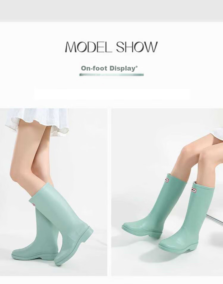 Warrior Rain Boots for Women, Fashionable Adult Tall Rain Boots, Water Shoes, Rubber Shoes, Overshoes, Water Boots HXLO33 Green 37 5