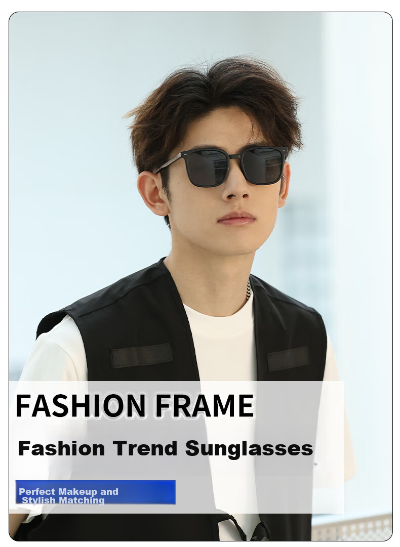 Baixiaoshe Korean Version Sunglasses-2308 [Gray Lenses], Sun Protection Glasses, Trendy Style for Men And Women, Driving Sunglasses 1