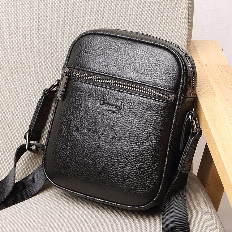 CROCODILE Trendy Fashion Shoulder Bag for Men, Top-Grain Leather Casual Simple Crossbody Bag 12932 Gift for Boyfriend 4