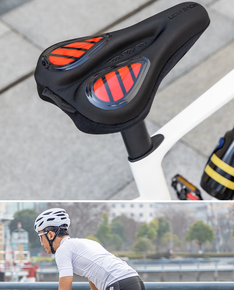 Move Iron Bicycle Seat Cover, Mountain And Road Bike Liquid Shock-Absorbing Silicone Soft High-Elastic Hollow Breathable Comfortable Seat Cushio 17