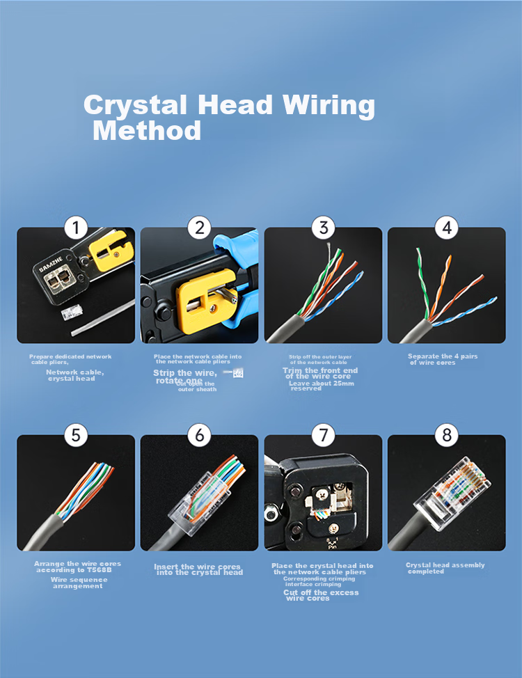 SAMZHE Cat5e Punch Down RJ45 Gold-Plated Ethernet Cable Connectors, Gigabit Punch Down Crystal Heads, 8P8C Network Connectors, 100 Pieces CKT5100 12