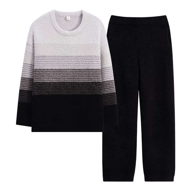 Shaqian Autumn Winter New Couple Pajamas Half Plush Soft Coral Fleece Homewear Set for Men and Women