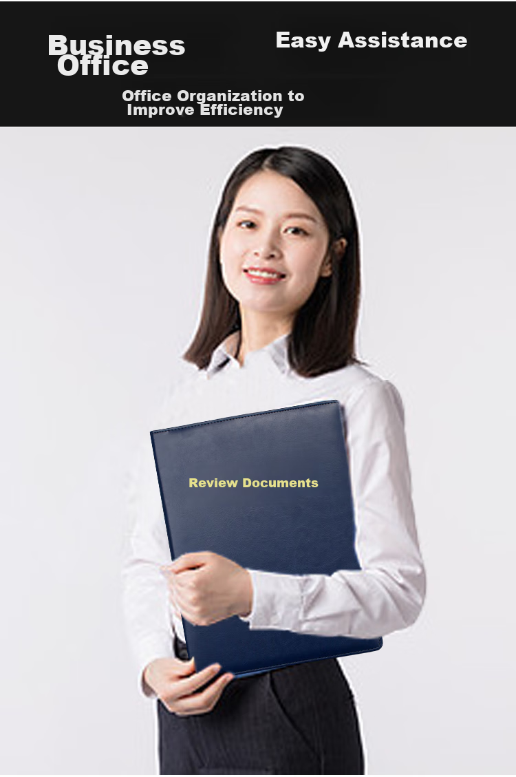 Xuchenwenju Black Blank A4 File Folder, Presentation Folder, Leather Cover, Document Holder, Double-Clasp Folding Board, Secretary And Manager Contract Folder, Meeting Report Folder, Contract Document Folder, Customizable 5