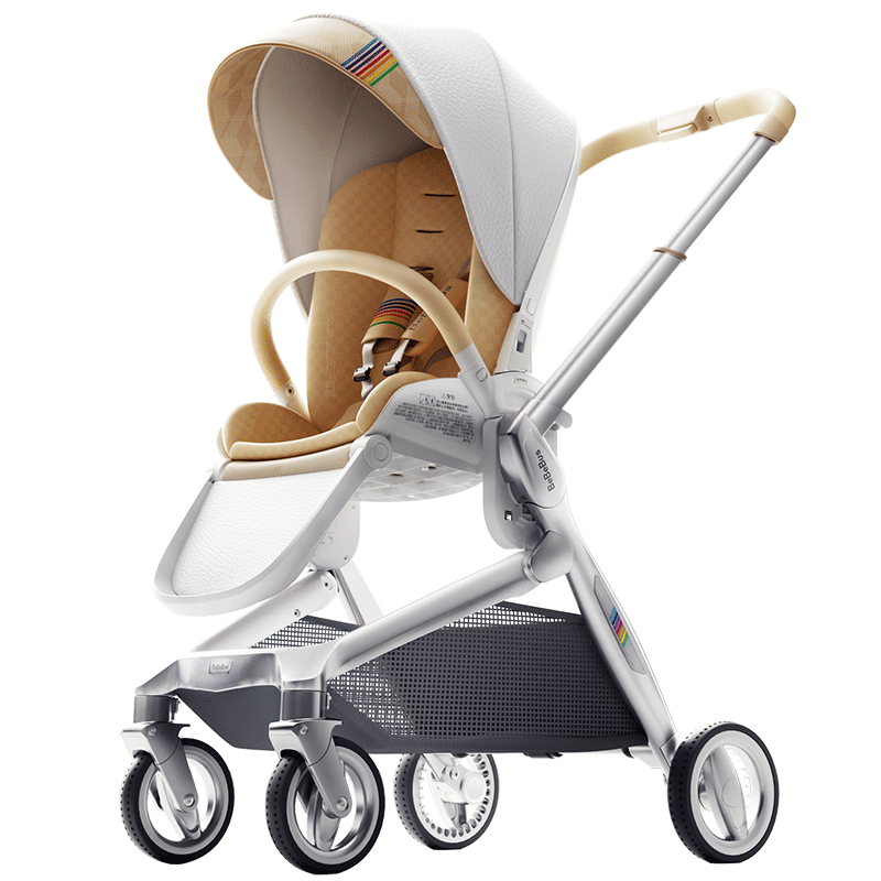 Детская коляска Bebebus Artistic Stroller, с регулируемой спинкой и сиденьем, легкая складная, реверсивная, с высоким обзором, цвет "Шампанское золото"