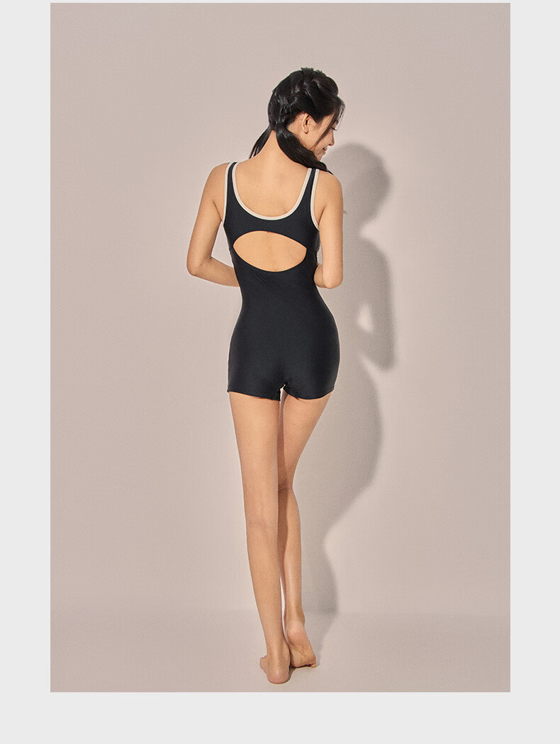 Sanqi Women's Professional Training Competitive One-Piece Square Leg Swimsuit Fashion Plus Size Swimwear Black M 8
