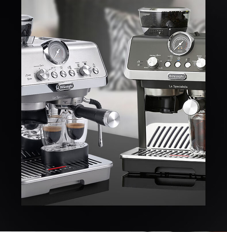 Delonghi [Upgraded Version] Home Semi-Automatic Coffee Machine Cold Brew Edition Silver Knight Grinder All-In Machine with Visible Pressure Manual Milk Frother EC9255.BK Black 8