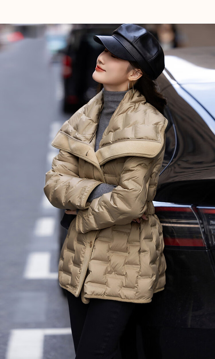 Dme [Black Pearl Edition Slim Waist] Winter Lightweight High Warmth 90% Duck Down Elastic Waistband Short Women's down Jacket 17