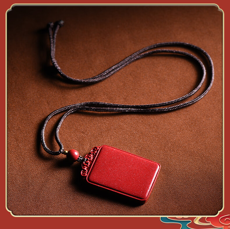 Cilingge Cinnabar Pendant, Peace And Safety Amulet, Necklace for Men And Women, Purple Gold Sand, Year of The Horse Zodiac Charm, Protective Amulet, Necklace Gift 18