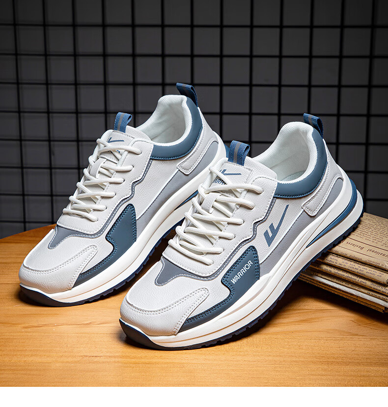 Warrior Official Men's Summer Sneakers 2026 New Casual Sports Shoes Men's Versatile White Sneakers Light Blue Size 39 5
