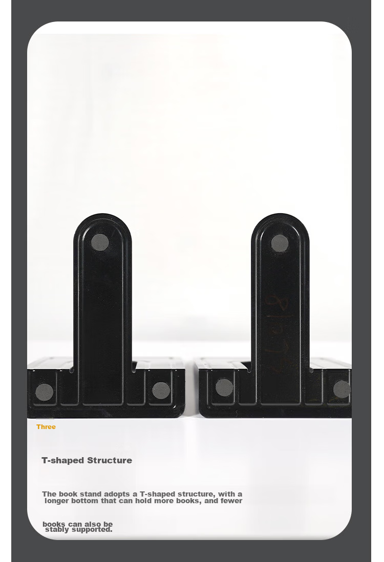 TANGO (16cm) Arc L-Shaped Metal Desktop Bookend Storage Rack, Bookshelf Organizer for Office And Study, Essential Back-To Supplies for Office And School Use, Black 7