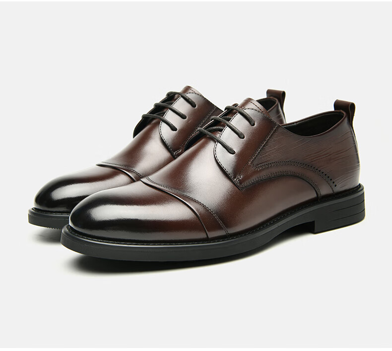 HLA Business Casual Men's Breathable Leather Derby Dress Shoes HAAPXM1EBA068 Black Size 38 27