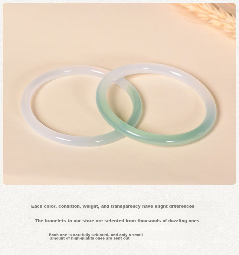 Jingying [Premium Grade] Jade Bangle for Women, Ice Type Chalcedony with Floating Flowers Design, Half Mountain And Half Water Agate Bracelet, Birthday Gift for Wife 7