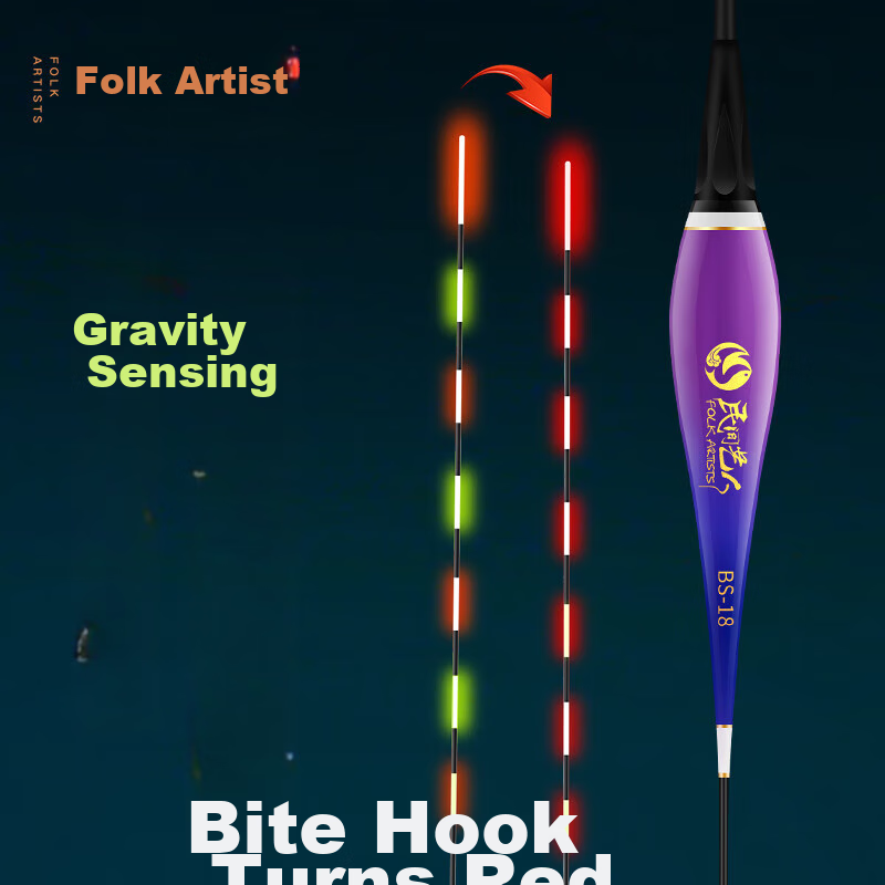 Minjianyiren Bite-Sensitive Color-Changing Luminous Float for Night Fishing Crucian Carp, Highly Sensitive Gravity-Sensing Electronic Float for Lake Fishing, Eye-Catching Buoy