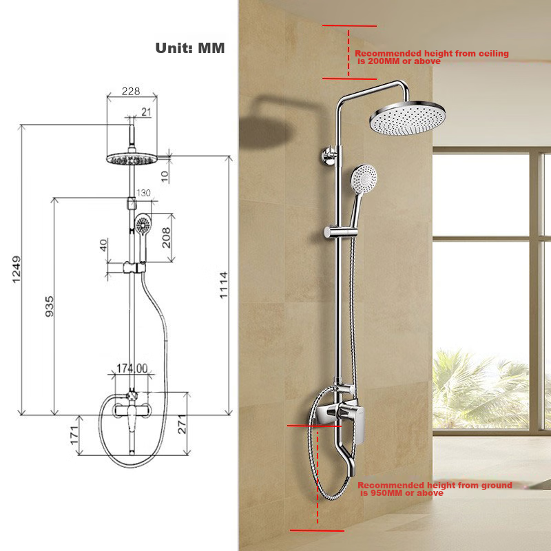 MICOE Bathroom Shower Head Set, High-Pressure Shower Head Complete Set, Handheld Shower Head Set, Brass Faucet M-A00720