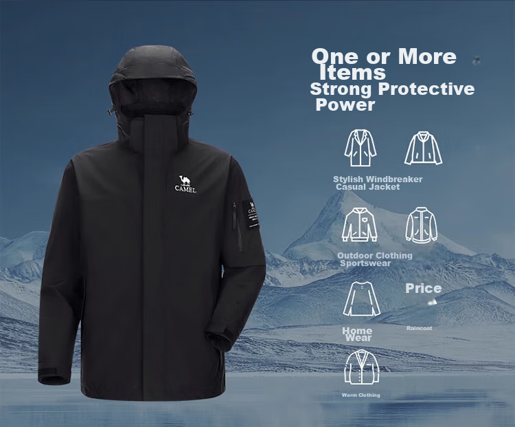 CAMEL Outdoor Hardshell Jacket AK80 Three-In Waterproof Mountaineering Coat for Men And Women, Tibet Travel Outerwear A34CATR808 10