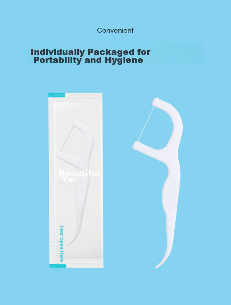 MARYYA Dental Floss, 50 Individually Wrapped Pieces, Portable Toothpicks, Ultra-Thin Dental Picks, Disposable Adult Interdental Cleaners, Smooth Round Thread 8