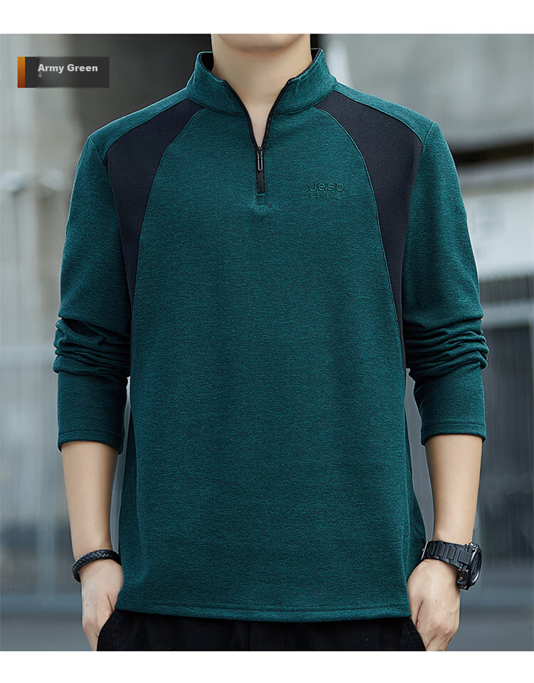 JEEP SPIRIT Men's Sweatshirt, Autumn And Winter Long-Sleeve T-Shirt, Casual Loose-Fitting Top, Trendy Base Layer 15