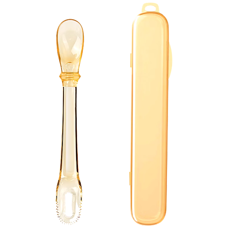HOY BELL Baby Food Scraper Spoon, Double-Ended Fruit Puree Spoon, PPSU Three-In Multifunctional Baby Food Tool, Silicone Feeding Spoo