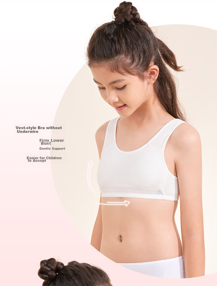 AIMER JUNIOR Bra First Stage Vest-Style Sports Bra, Girls' Development Vest, Mesh Fabric AJ1158591 White 150 4