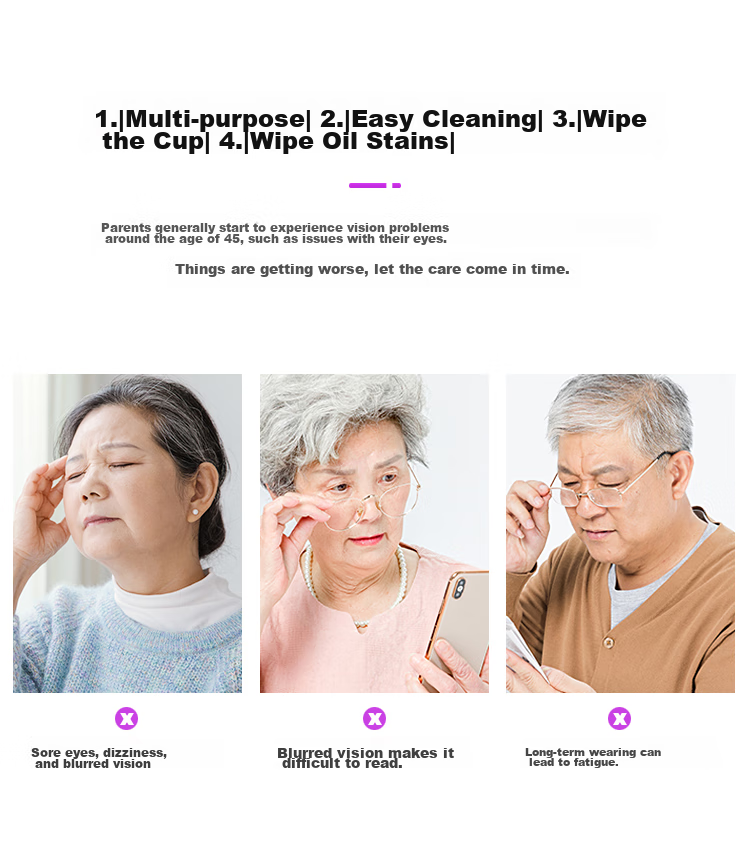 Mr. PuTian Anti-Blue Light Reading Glasses for Women, High-Definition Presbyopic Glasses for Elderly, Purple, 150 Degrees (50-54 Years Old) 3