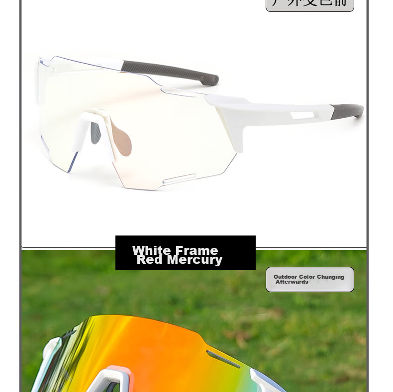 LOVECRAFT Photochromic Cycling Glasses with Black Frame And Gray Lenses, Day And Night Use, Windproof Mountain Biking Sunglasses with Goggles 14