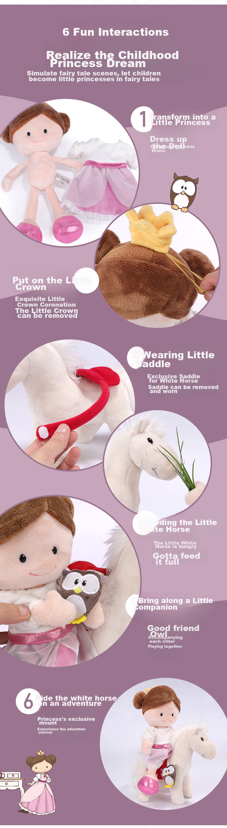 NICI Birthday Gift for Girls, Plush Doll, Princess Stuffed Toy, Cute Plush Figurine for Girls, Present for Girls 4
