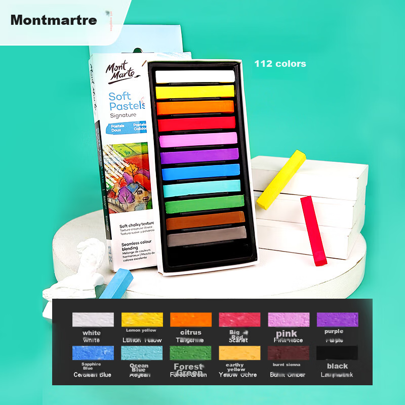 Mont Marte Colored Chalk, Drawing Sticks, Colored Chalk, Hand-Drawn Chalk, Blackboard Chalk, Paint, 12 Colors, MMPT0004, Sketching Markers, Drawing