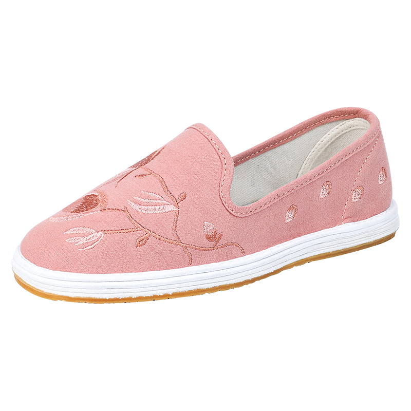 BUS HEYUAN Women's Embroidered Hanfu Shoes, Ethnic Style Thousand-Layer Sole Old Beijing Cloth Shoes for Women, 230-1038, Pink, Size 37