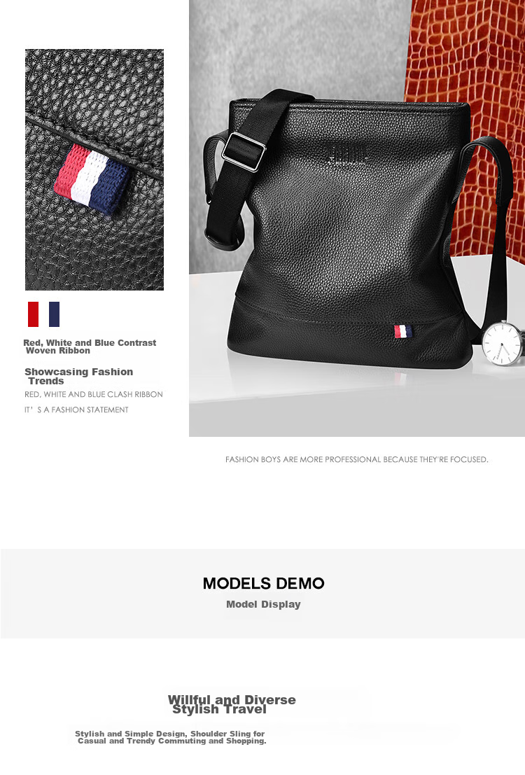 Pabojoe Men's Handbag, Shoulder Bag, Crossbody Bag, Top-Grain Leather, Soft And Fashionable Sports Bag for Men, Vertical Style, Birthday Gift for Husband 4