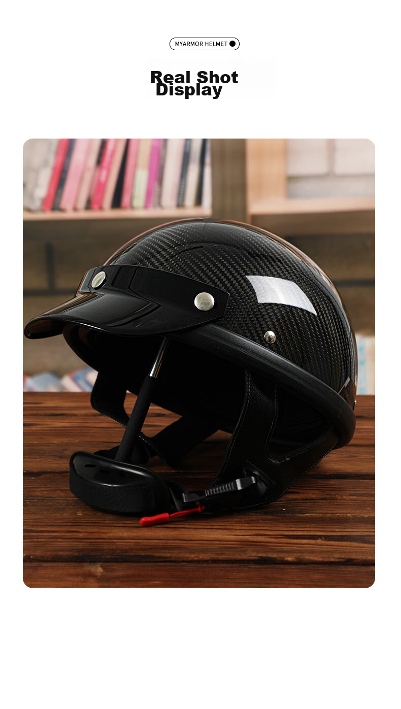 MYARMOR Carbon Fiber Electric Motorcycle Helmet New National Standard 3C Certified Summer Retro Half Helmet Unisex Lightweight Scooter Helmet Personalized Motorcycle Safety Helmet Black Gray Plaid XL  16