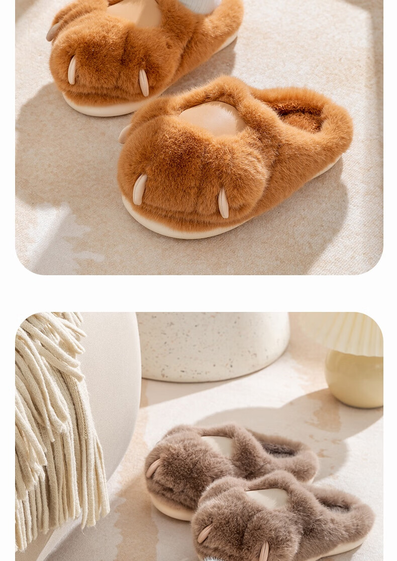 Darcy Mr. Claw Ice Cream Stick Cotton Slippers Women's Autumn and Winter Cute Warm Plush Slippers Non-slip Home Soft Bottom Slippers 1