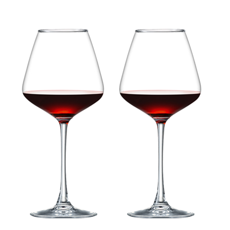 CRISTALGLASS Burgundy Wine Glass Set Large Crystal Glass Red Wine Stemware 460ml 2 Pieces Red Stem