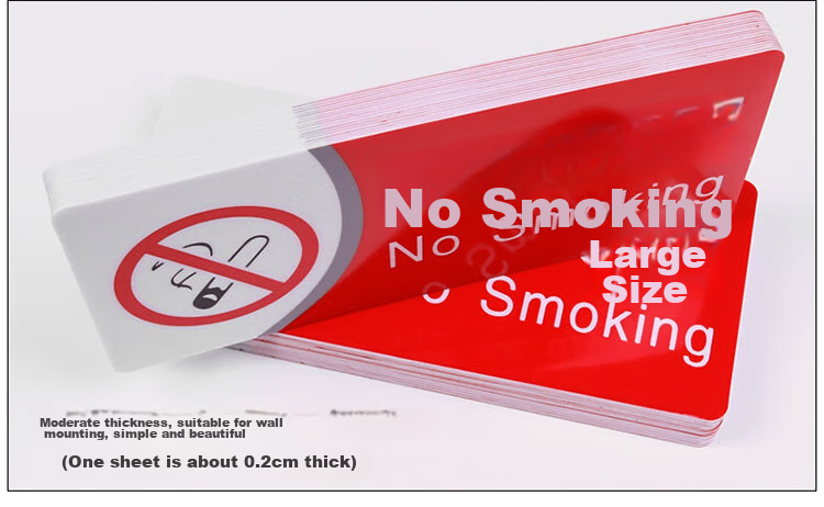 Yijuzhangning No Smoking Sign, PVC Foam Adhesive Sticker, Wall Decal, Friendly Reminder Sticker, Slogan, 29*13cm, 5 Pieces Per Pack 3