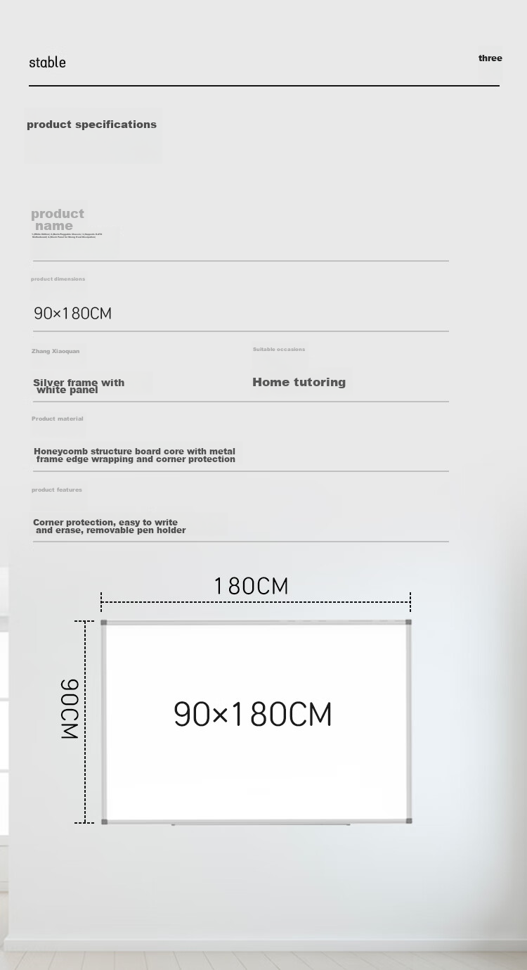 BBNEW 90*180cm Hanging Whiteboard Magnetic Writing Board for Office Meetings Home Teaching Training Hanging Blackboard (Whiteboard Eraser/whiteboard Pen/magnetic Particles) NEWX90180 13