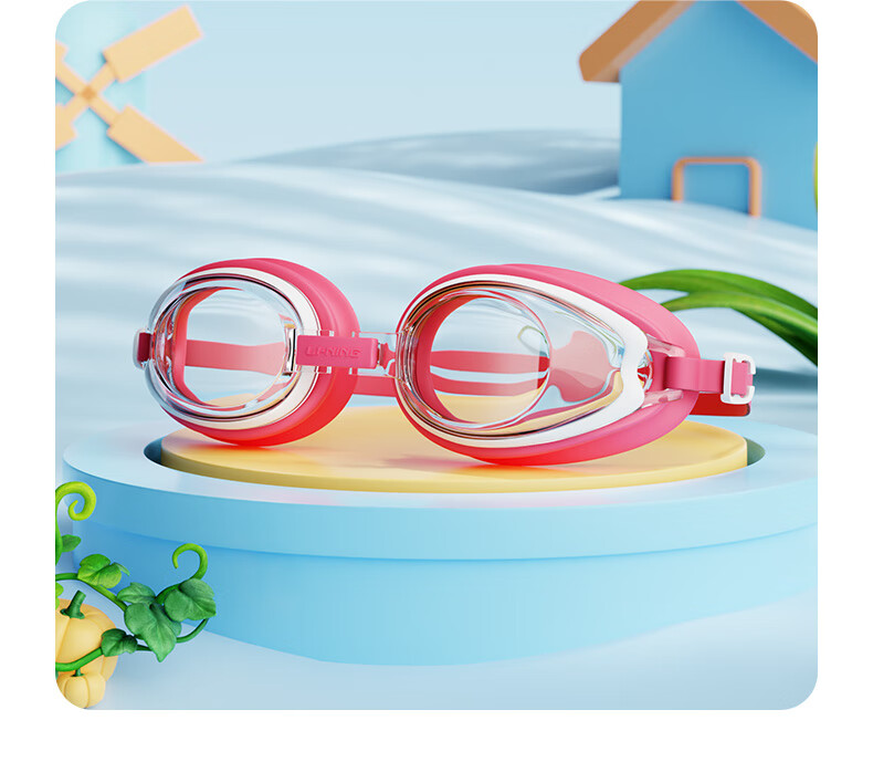 Li-Ning Children's Swimming Goggles for Boys And Girls, High-Definition Anti-Fog Comfortable Waterproof Swim Glasses And Cap Set 24602 Pink 12