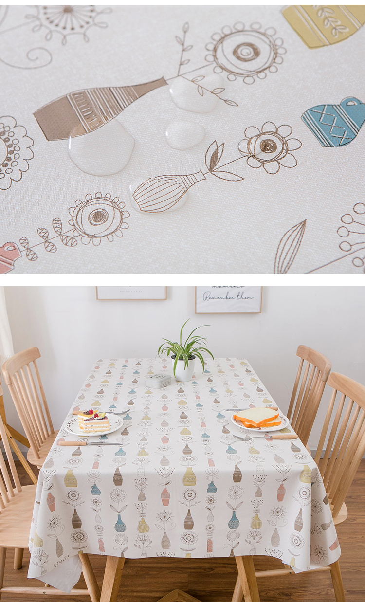 MEIWA Tablecloth, Waterproof, Oil-Proof, Heat-Resistant Table Mat, High-Quality Fabric Table Cover, Coffee Table Mat, 135*180cm, Lavender 5