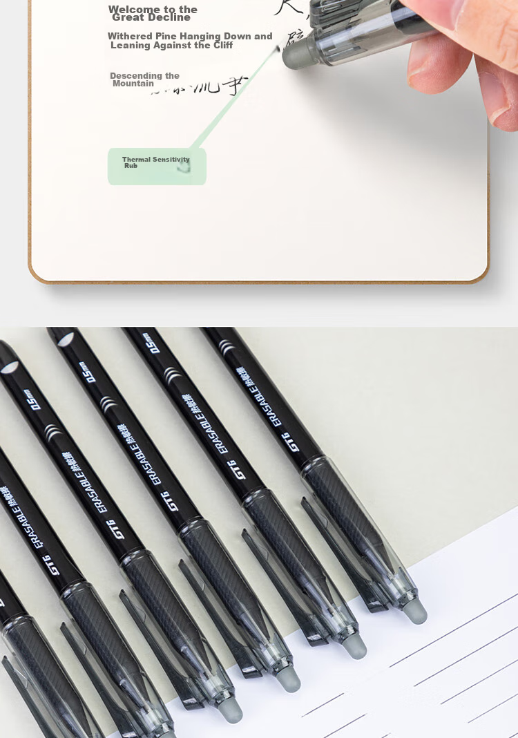 Deli [Best-Selling Product] Posture-Correcting Retractable Erasable Gel Pen, 0.5mm Bullet Tip (Erasable Crystal Blue), 12 Pens/box, A667 5