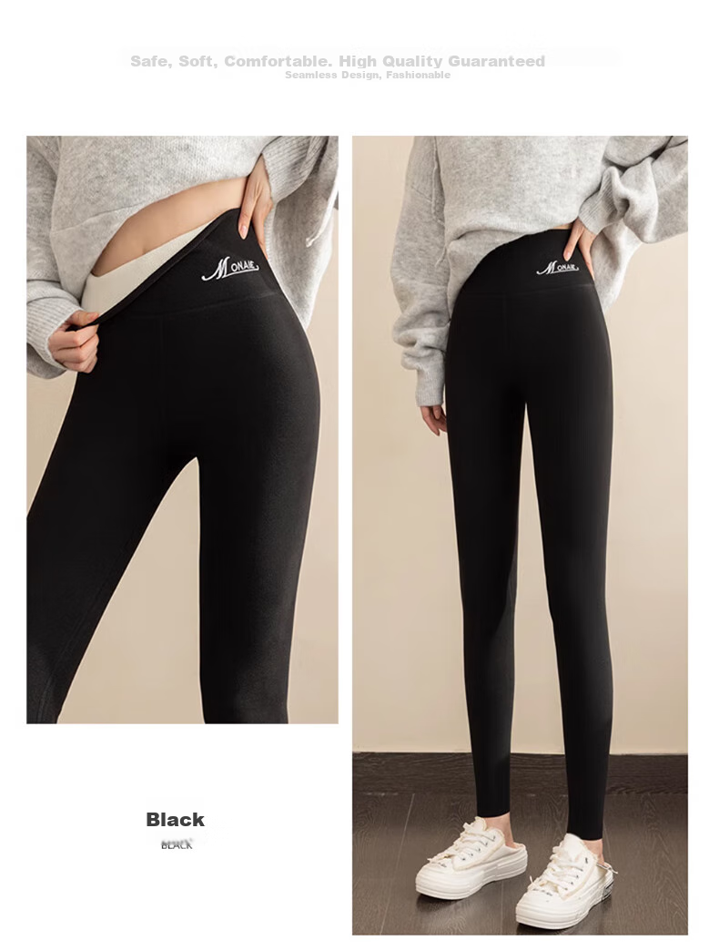 Langsha Women's Autumn Winter Fleece-Lined Thermal Leggings High Waist Slim Thickened Cotton Pants 16