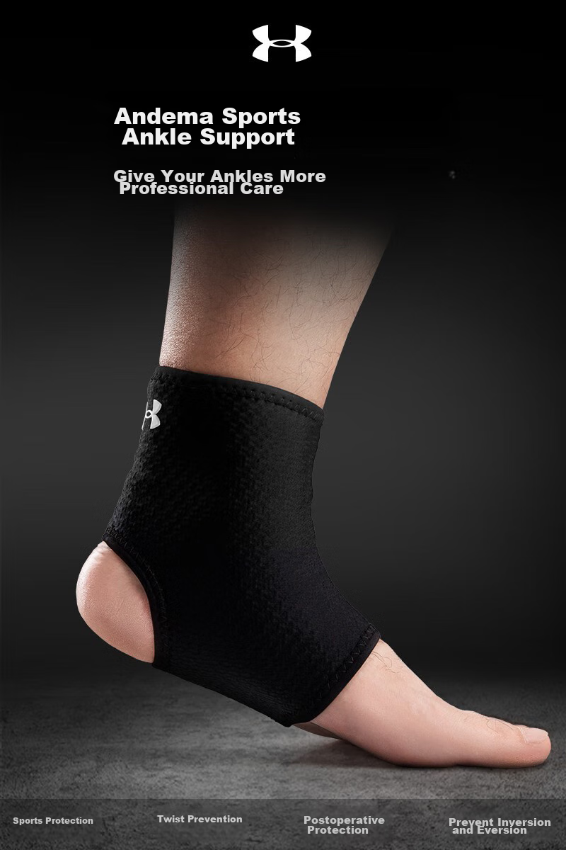 Under Armour Ankle Support Brace for Sports And Warmth, Knee Joint Fixation Splint, Ankle Protector for Men And Women, Anti-Sprain Foot Guard, Black M 1