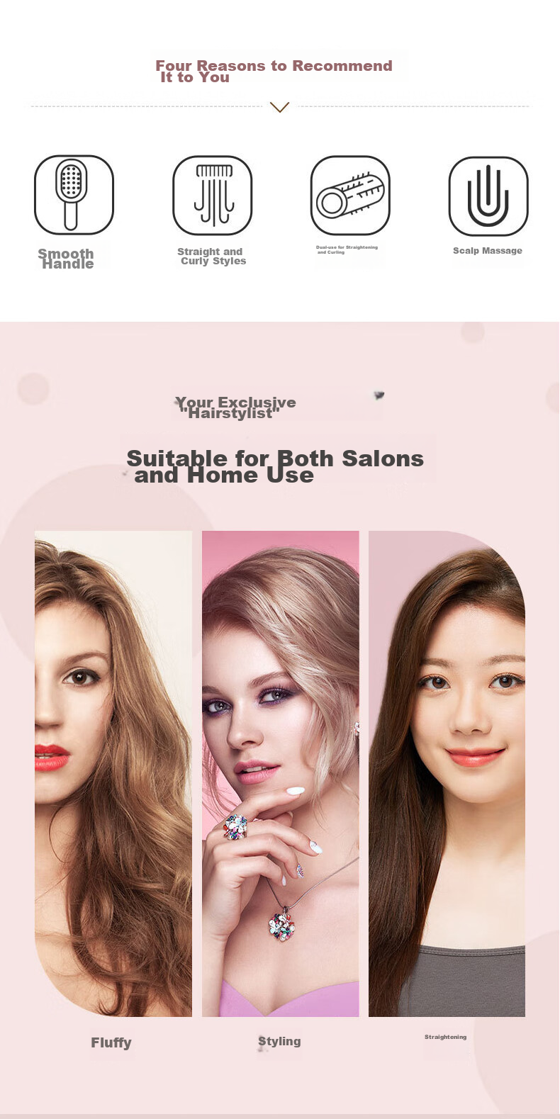 Ziyunshuxiang Hair Straightening Comb for Women, Rib Comb, Volumizing Tool, High Crown Long Curly Hair Big Bend Comb, Back Massage Styling N-30 1