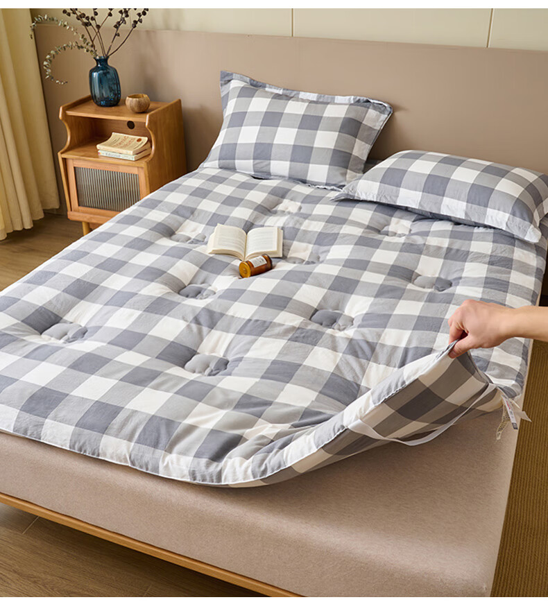Grace Class A Pure Cotton Mattress, 100% Xinjiang Cotton Bedding, Student Dormitory Mattress, 1.2x2 Meters, Plain Gray Plaid 7