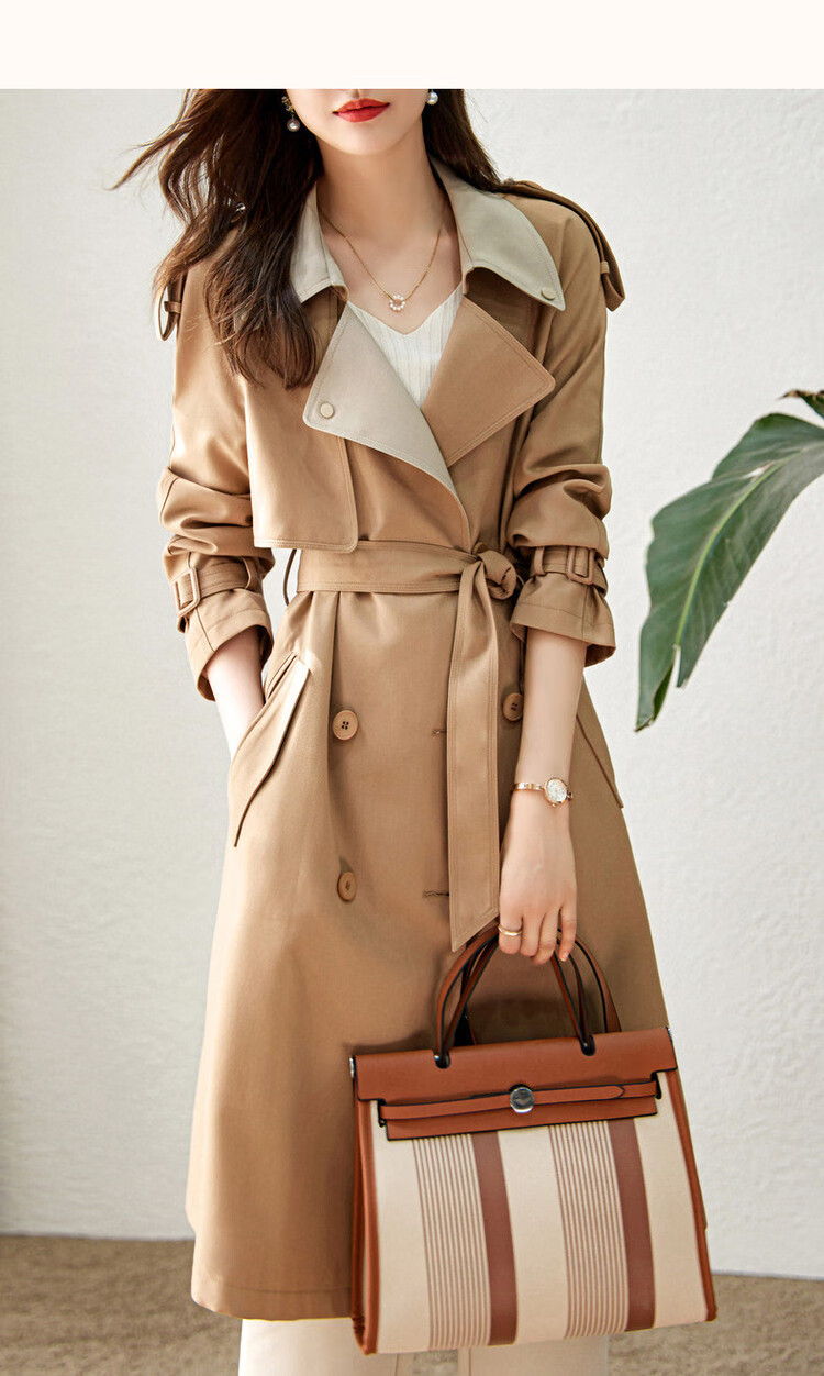 Dme [Suit Collar Trench Coat], Spring And Autumn Commuter Double-Breasted Straight Trench Coat, Women's Long Style 17