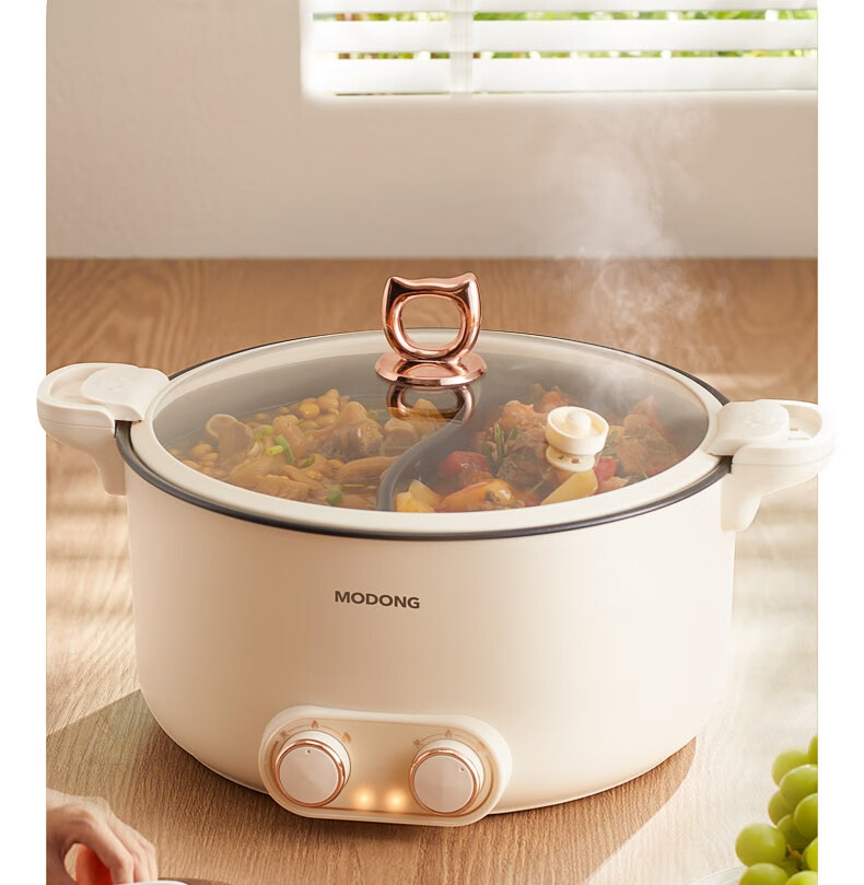 Modong [Douyin Popular Trend] Dual-Sided Electric Hot Pot Heating Pot for Home Multi-Purpose Cooking, 6L Non-Stick Pot with Independent Temperature Control for Each Side MD-HGE06 22
