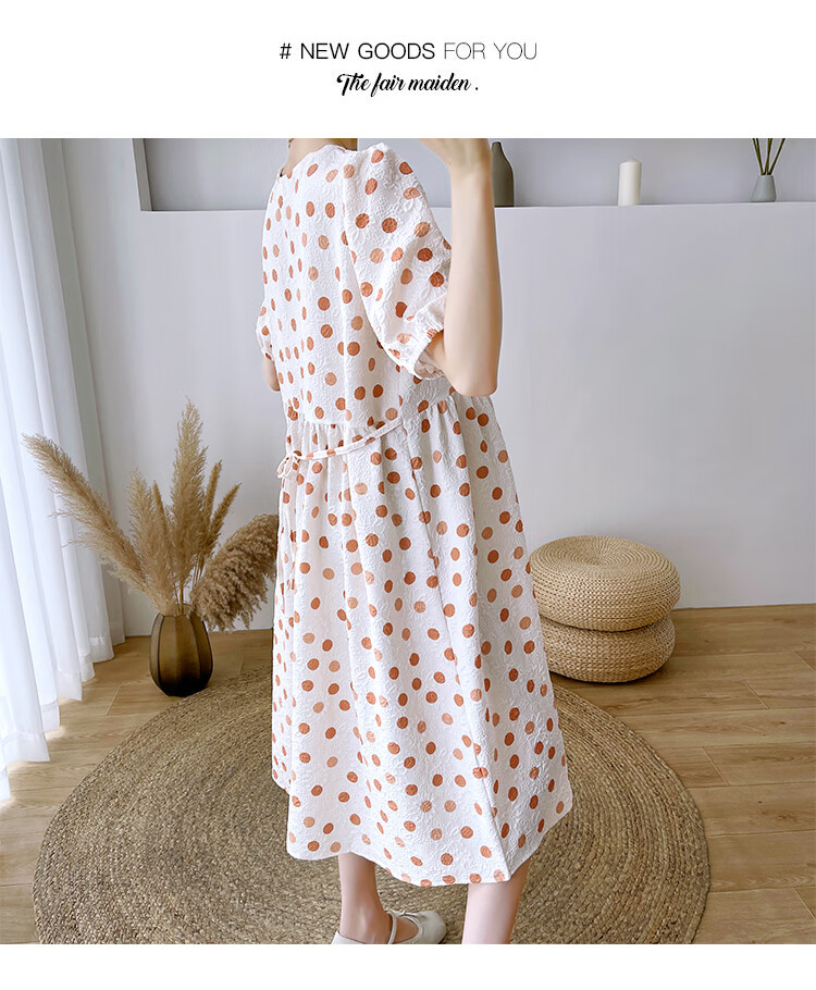 JOYNCLEON Maternity Summer Dress Lightweight Plus Size Loose Polka Dot Floral Long Dress Orange XL Jly157192 22