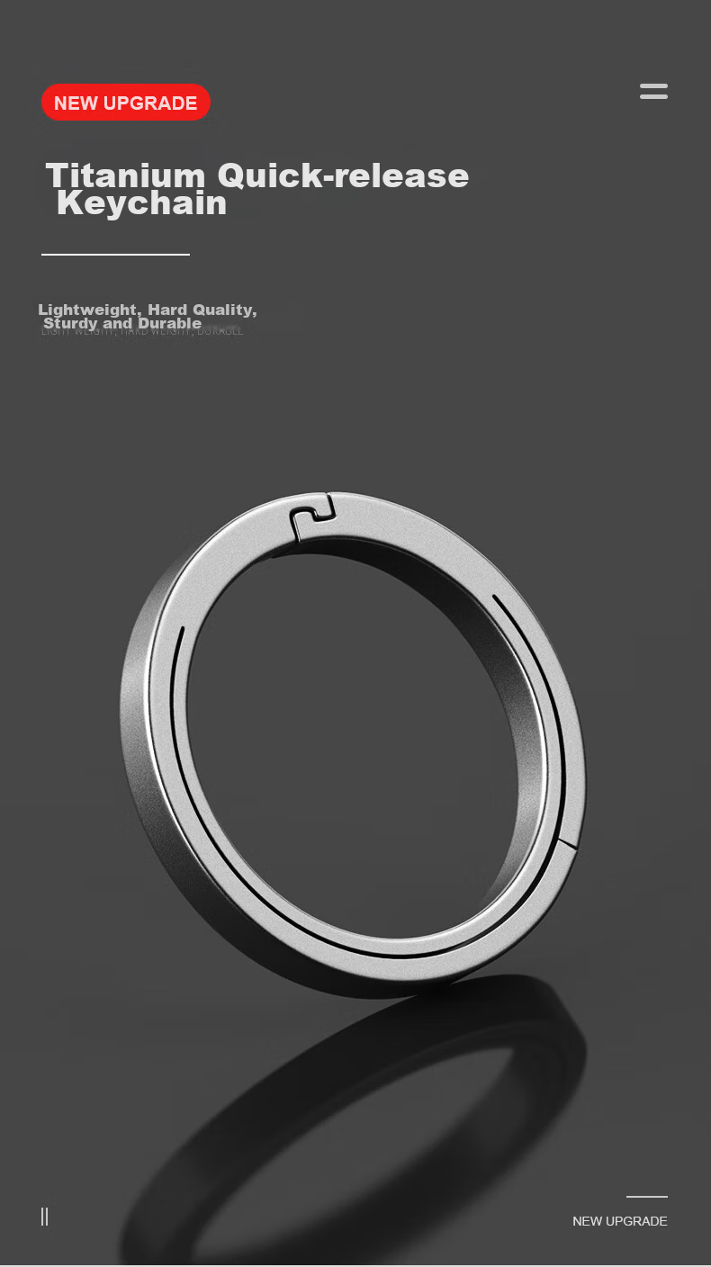 Laiben Titanium Alloy Key Ring, Keychain, Quick Clip, Car Flat Ring, Round Ring, Key Ring Accessory 1