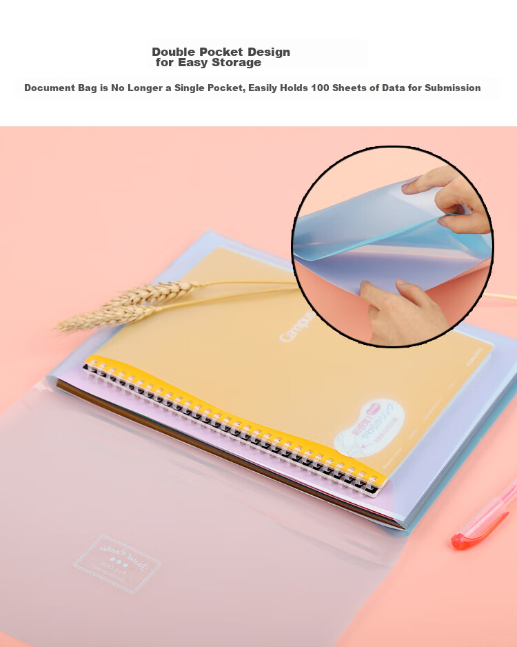 KOKUYO A4 File Folder, Pastel Cookie Style, Student-Friendly Double Pocket Design, Large Capacity Document Organizer, Transparent, 4-Pack WSG-KUCW311T3C, Digital Full-Net Low Price 3