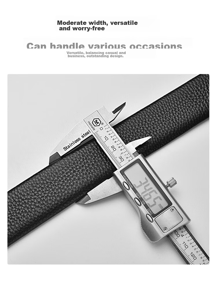 MONTAGUT Men's Leather Belt, Genuine Leather Waistband without Buckle, Automatic Buckle, Replacement Belt, Father's Day Gift 2